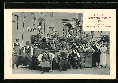AK Brixen, Jahrtausendfeier 1901, Festzug: Festwagen der Gewerbe