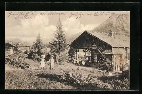 AK Karersee, Meierei Karersee mit spielenden Kindern
