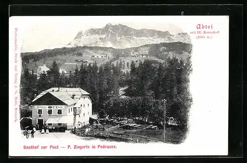 AK Pedraces, Gasthof zur Post, Abtei mit Hl. Kreuzkoff