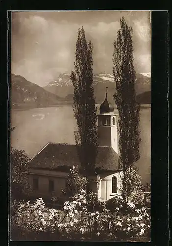 AK Weggis, Blick auf die Protestantische Kirche