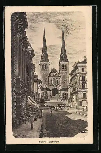 AK Luzern, Blick zur Hofkirche