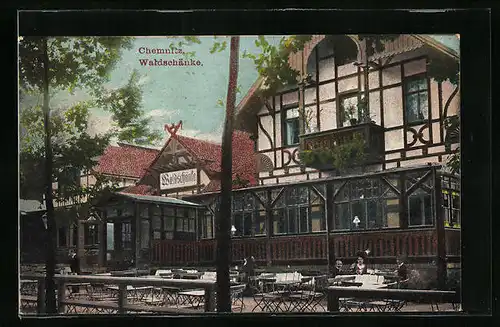 AK Chemnitz, Gasthaus Waldschänke mit Garten