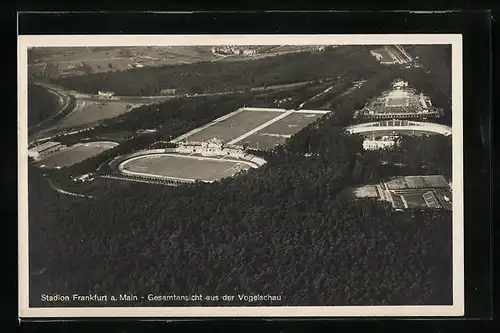 AK Frankfurt-Niederrad, Gesamtansicht des Stadions aus der Vogelschau