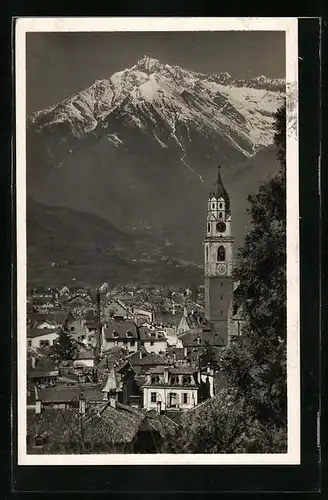 AK Merano, Ortsansicht mit Kirche