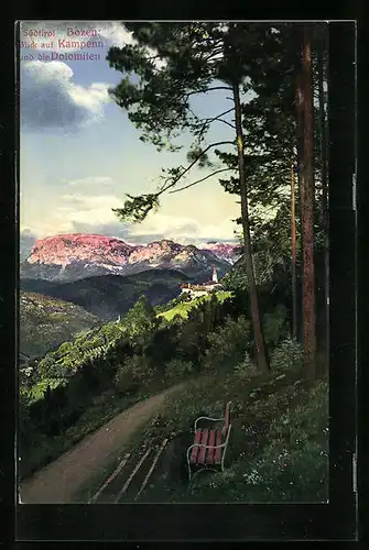 AK Bozen, Blick auf Kampenn und die Dolomiten