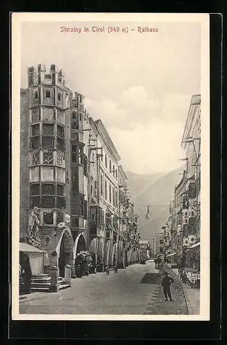 AK Sterzing, Strassenpartie mit Rathaus