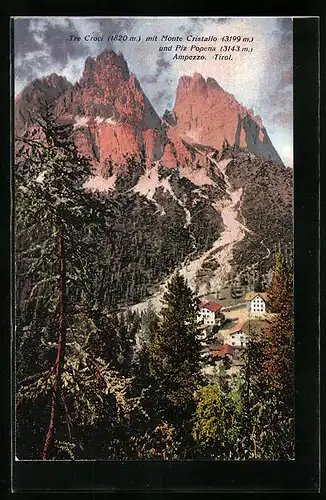 AK Ampezzo, Tre Croci mit Monte Cristallo und Piz Popena