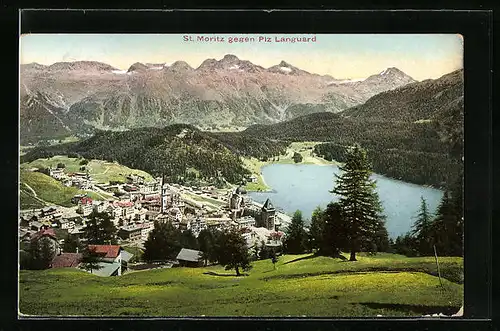 AK St. Moritz, Blick gegen Piz Languard