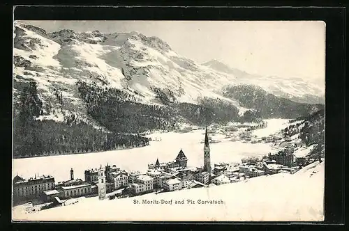 AK St. Moritz-Dorf, Piz Corvatsch im Schnee