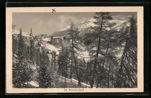 AK St. Moritz-Dorf, Idylle im Schnee