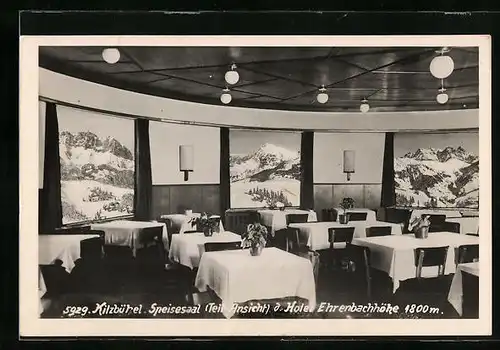 AK Kitzbühel, Innenansicht des Speisesaals von Hotel Ehrenbachhöhe