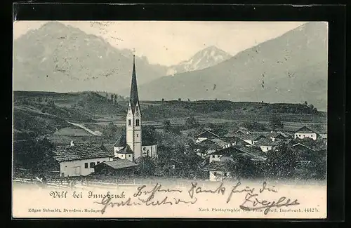 AK Vill bei Innsbruck, Ortsansicht aus der Vogelschau