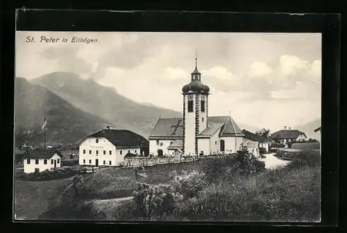 AK St. Peter /Ellbögen, Ortsansicht mit Kirche