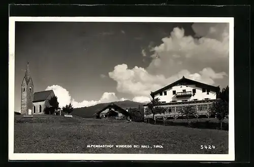 AK Windegg bei Hall, Alpengasthof und Kirche