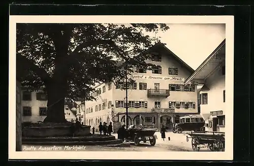 AK Reutte, Marktplatz und Hotel & Brauerei zum Hirsch