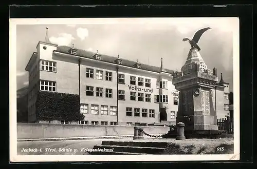 AK Jenbach, Kriegerdenkmal vor Volks- und Hauptschule