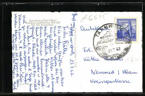 AK Tannheim, Ansicht Gasthaus und Pension Ritter