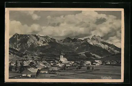 AK Tannheim, Ortsansicht mit Bergen
