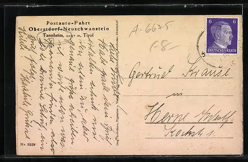 AK Tannheim, Ortsansicht mit Bergen