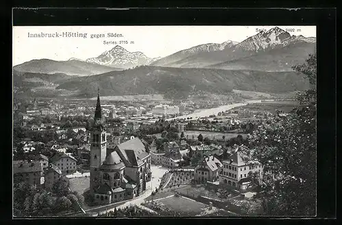 AK Innsbruck-Hötting, Totalansicht gegen Süden