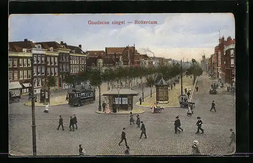 AK Rotterdam, Goudsche singel, Strassenbahn