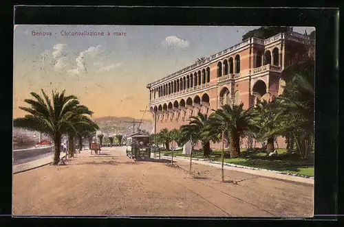 AK Genova, Circonvallazione a mare, Strassenbahn