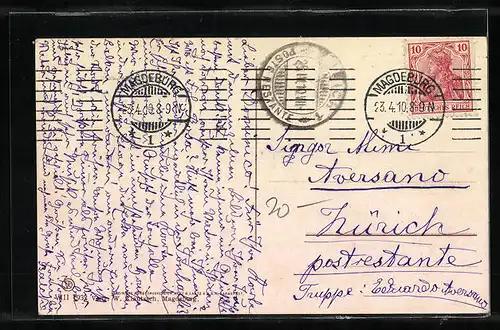 AK Magdeburg, Hasselbachplatz aus der Vogelschau mit Strassenbahn