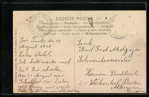 AK Sao Paulo, Rua 15 de Novembro, Strassenbahn