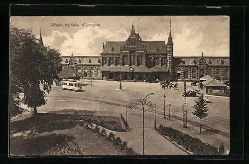 AK Nymegen, Stationsplein, Strassenbahn