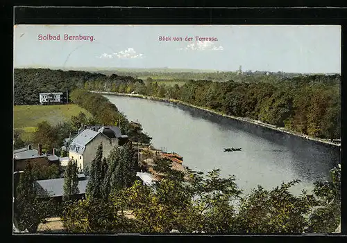 AK Bernburg, Blick auf Flusspartie von der Terrasse