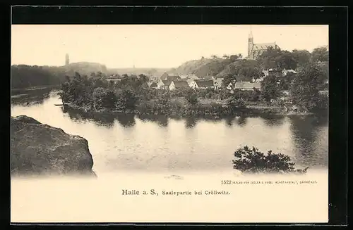 AK Halle a. d. Saale, Flusspartie bei Gröllwitz