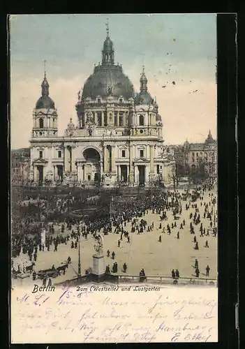 AK Berlin, Westseite des Doms und Lustgarten