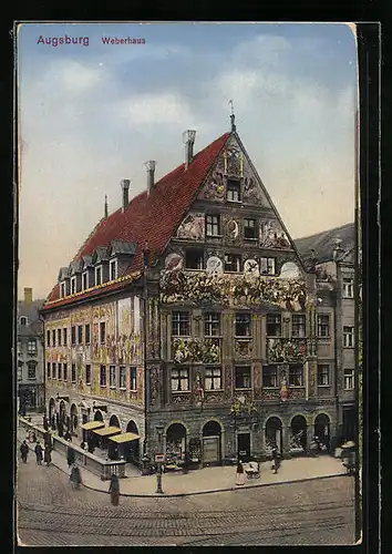 AK Augsburg, Strassenpartie am Weberhaus