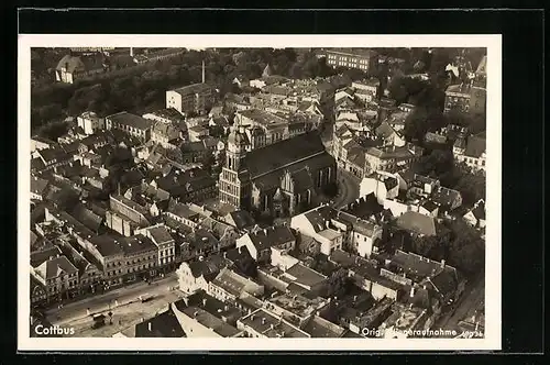 AK Cottbus, Fliegeraufnahme der Stadt