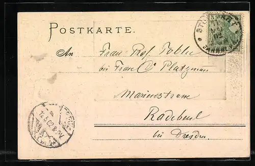 Passepartout-Lithographie Stuttgart, Schlossplatz mit altem Schloss