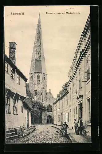 AK Salzwedel, Lorenzstrasse mit Marienkirche