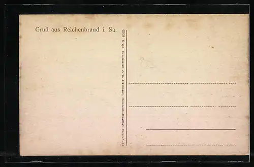 AK Reichenbrand i. Sa., Material-, Papier- u. Schreibwarenhandlung Malz, Kirche, Gasthof