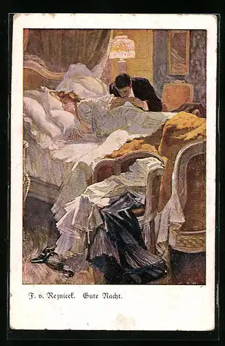 Künstler-AK Ferdinand von Reznicek: Gute Nacht