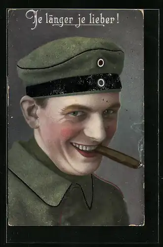 AK Soldat raucht Zigarre, Je länger je lieber!