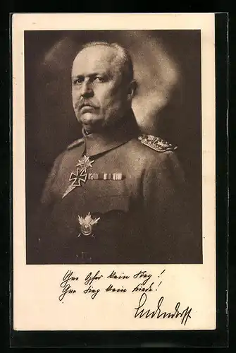 AK Portrait von Erich Ludendorff in Uniform in Halbprofil