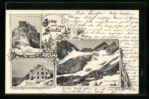 AK Säntis, Der blaue Schnee, Gasthaus, Meterol. Observatorium