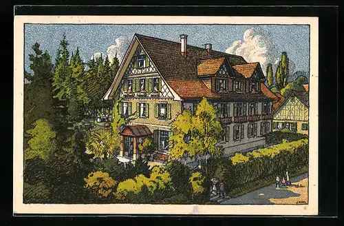 Künstler-AK Ermatingen, Kurhaus und Hotel Adler