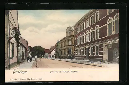 AK Gardelegen, Aschbergstrasse mit Kaiserl. Postamt