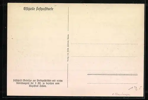 Künstler-AK Zahna, Sechsjahrhundert-Stadtrechtsfeier 1926, Rathaus und Stadtkirche