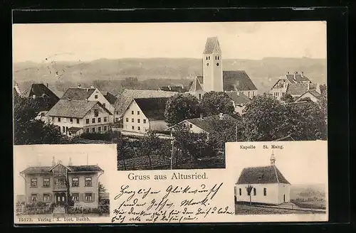 AK Altusried, Teilansicht, Kapelle St. Mang., Villa