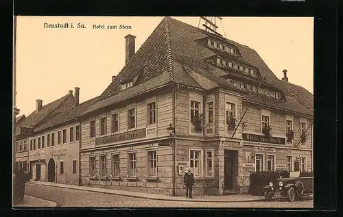 AK Neustadt /Sa., Hotel zum Stern mit Strasse