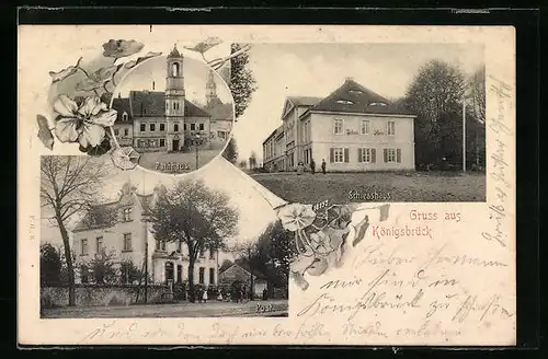 AK Königsbrück, Postamt & Gasthof Schiesshaus