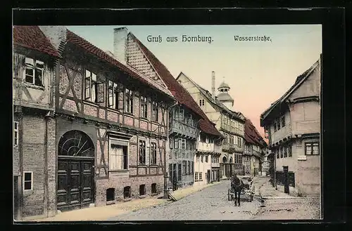 AK Hornburg, Wasserstrasse mit Fachwerkhäusern