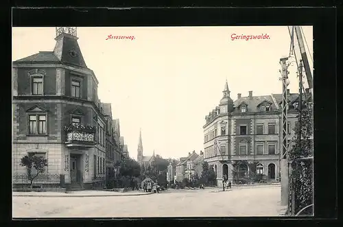 AK Geringswalde, Arraserweg mit Blick zur Kirche
