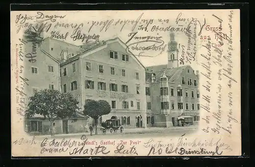 AK Hall, Zeindl`s Gasthof zur Post